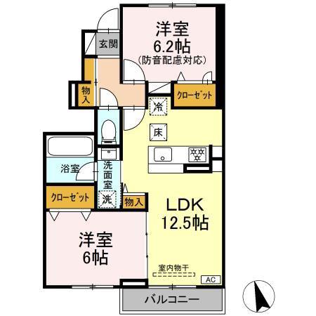 アヴァンセ横浜小机(2LDK/1階)の間取り写真