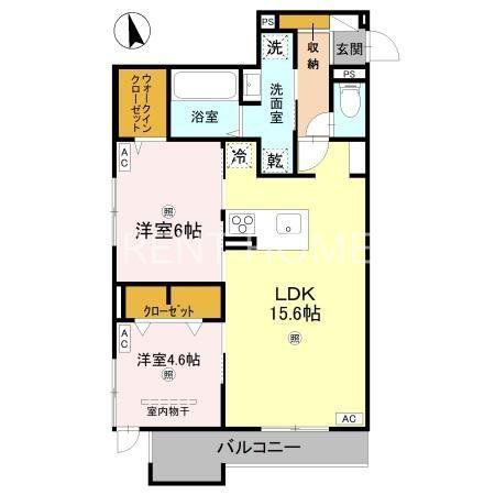 D-ROOM東本町(2LDK/3階)の間取り写真