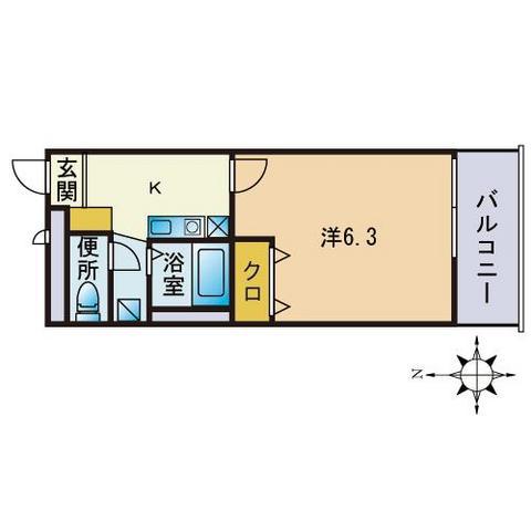 アムールグランマ(1K/1階)の間取り写真
