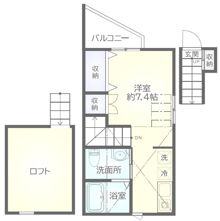 マチヤコマチ(ワンルーム/2階)の間取り写真