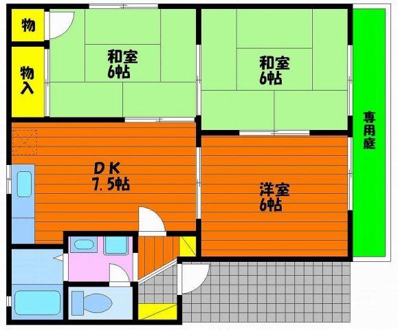 ディアスフィールドC(3DK/2階)の間取り写真