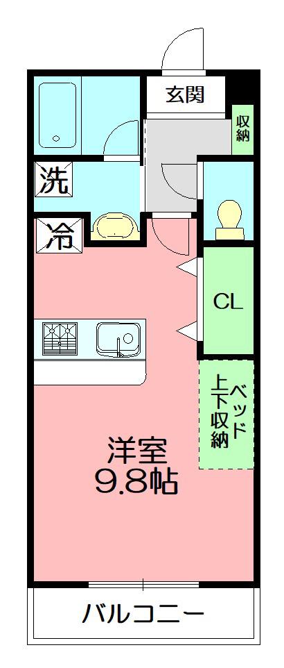 長塚ハイツ(1K/2階)の間取り写真