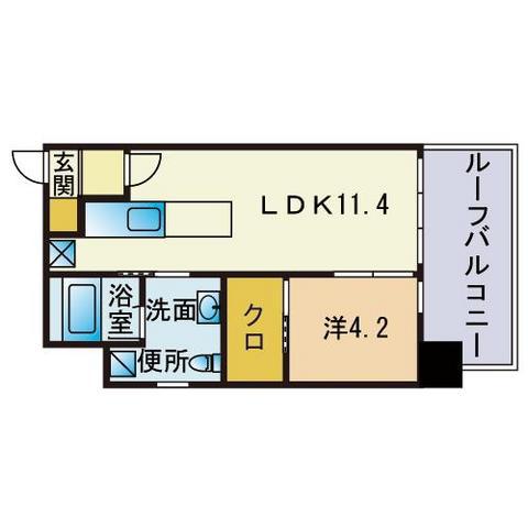 やますえ東光ビル(1LDK/6階)の間取り写真