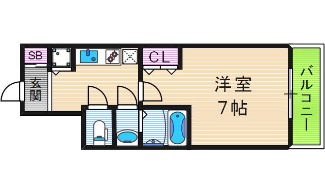 LA・LIBERTA阿倍野(1K/10階)の間取り写真