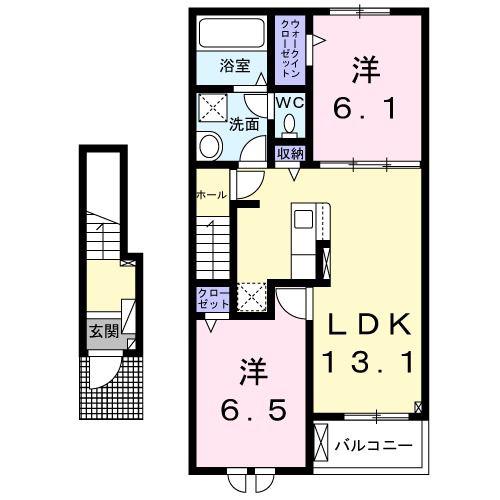 アルモニーⅠ(2LDK/2階)の間取り写真