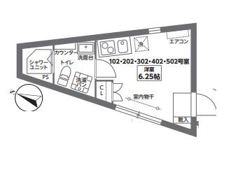 コノイエ中野新橋(ワンルーム/1階)の間取り写真