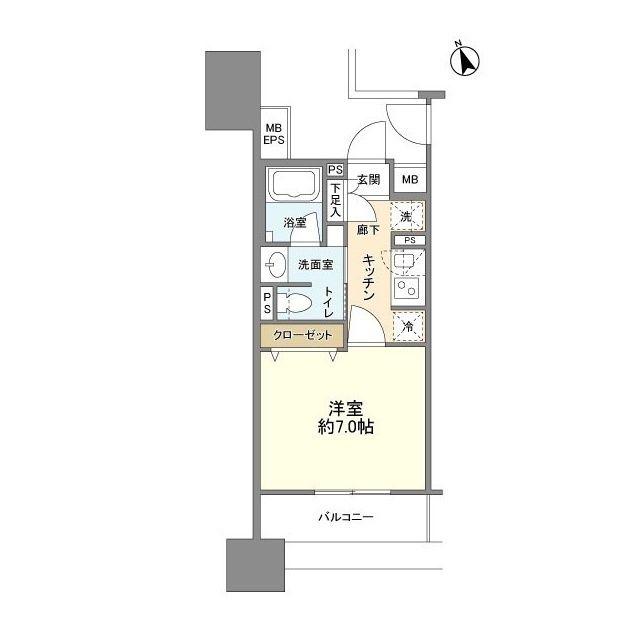 フレールコート東別院(1K/7階)の間取り写真