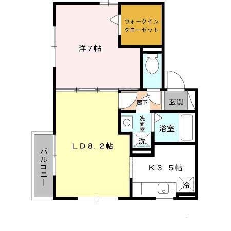 エイミハイツ(1LDK/2階)の間取り写真
