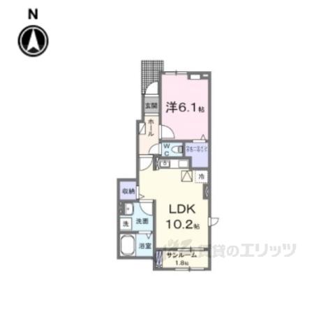 カーサセレノ(1LDK/1階)の間取り写真
