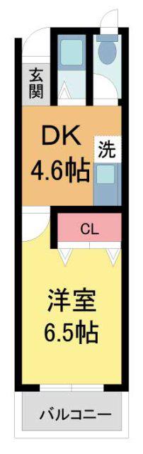 カーサ芙蓉(1K/2階)の間取り写真