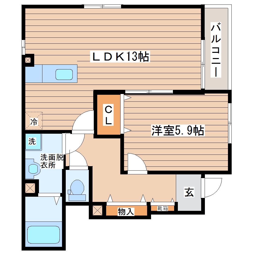 コーポライジン(1LDK/1階)の間取り写真