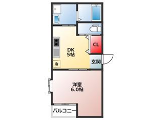 MAJOR 壷川(1DK/1階)の間取り写真