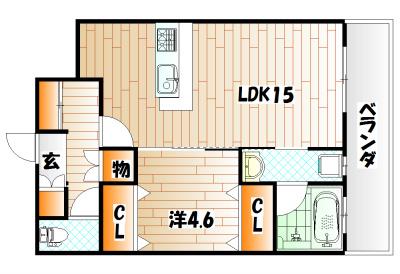 KSK門司コアプレイス(1LDK/6階)の間取り写真