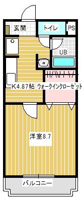サンライズプレオII(1K/2階)の間取り写真