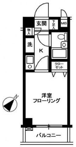 グランレーブ巣鴨(1K/3階)の間取り写真