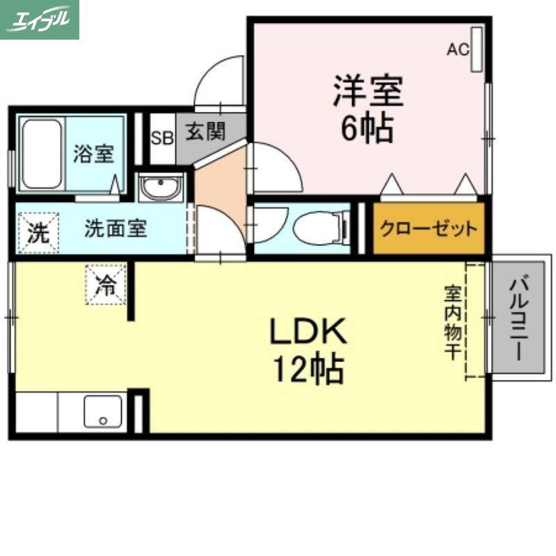 シャトレアン津高II(1LDK/2階)の間取り写真