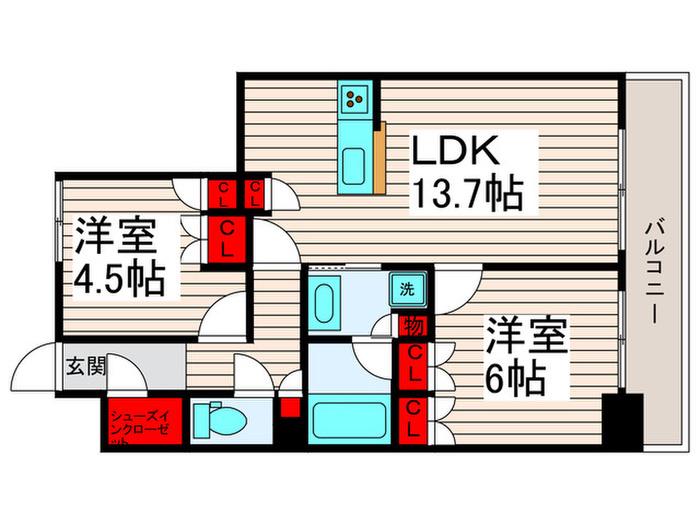 レジデンスノーブル西新井本町(2LDK/2階)の間取り写真