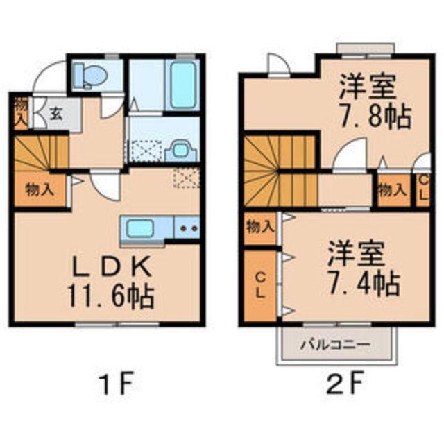 ヴィーブルコート A棟(2LDK/1階)の間取り写真