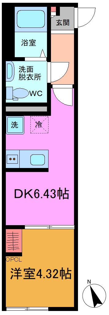 ヴランドール葛西(1DK/2階)の間取り写真