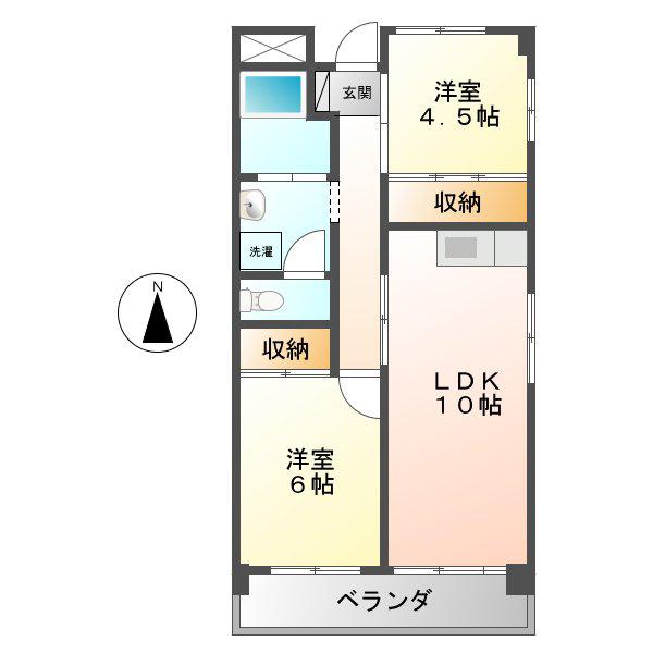 名栄ビル(2LDK/2階)の間取り写真