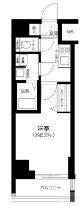 ガリシア品川(1K/4階)の間取り写真