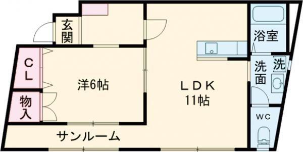 俵町ハイツ(1LDK/2階)の間取り写真