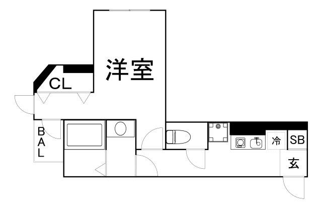 メゾンルージュ谷町(1K/3階)の間取り写真