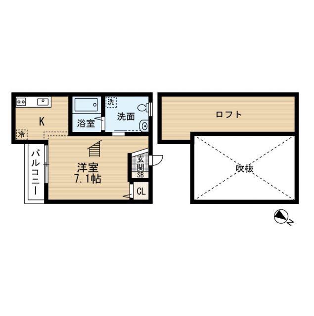 MARINSTUDIO和白(ワンルーム/2階)の間取り写真