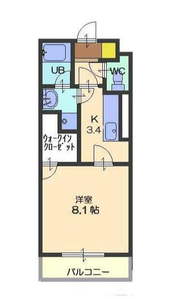 レジデンス林先(1K/4階)の間取り写真