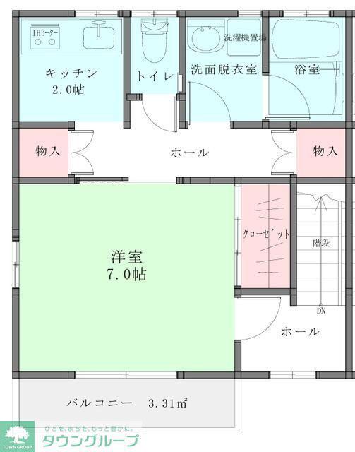 レジデンスおゆみ野A(1K/2階)の間取り写真