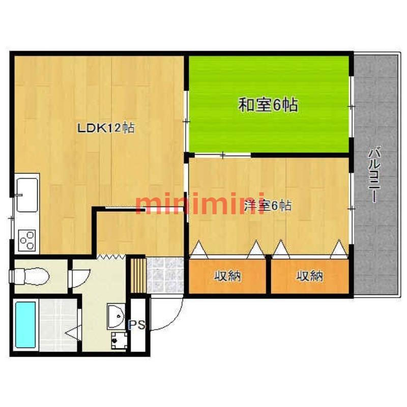 松友第6マンション(2LDK/1階)の間取り写真