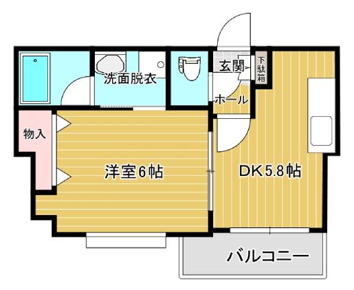 シャインパレス(1DK/2階)の間取り写真