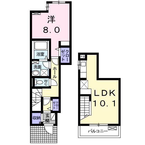 ケントクII(1LDK/1階)の間取り写真