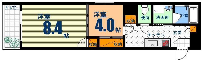 エイトバレー広島駅前通 (2K/2階)の間取り写真