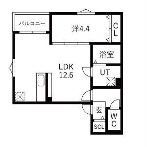 ソレイユ大宝(1LDK/3階)の間取り写真