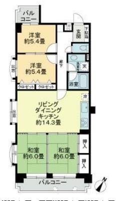 ロマネスク井尻第3(4LDK/5階)の間取り写真