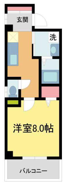 フェリーチェ宝塚(1K/3階)の間取り写真