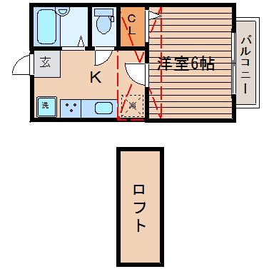 サニーライフ苦竹(1K/1階)の間取り写真
