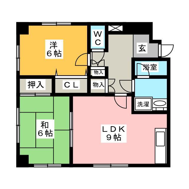シークレフ(2LDK/2階)の間取り写真