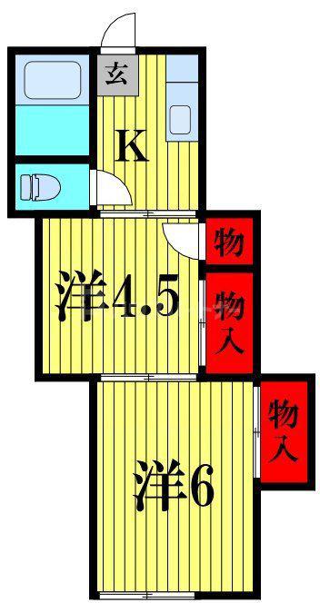 相模台ハイツ(2K/1階)の間取り写真