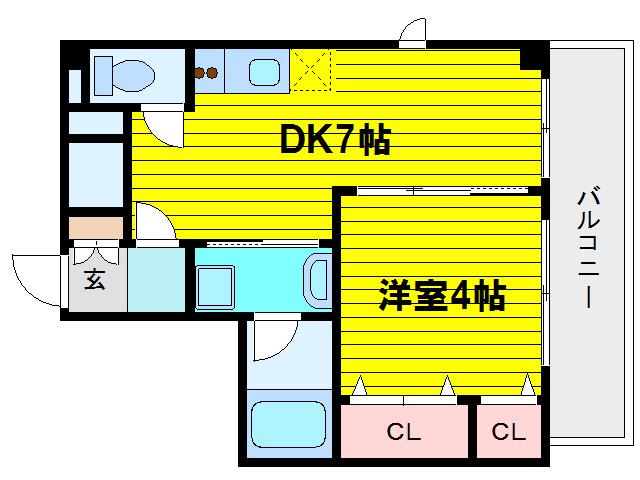 GRAND PARC西梅田(1DK/2階)の間取り写真