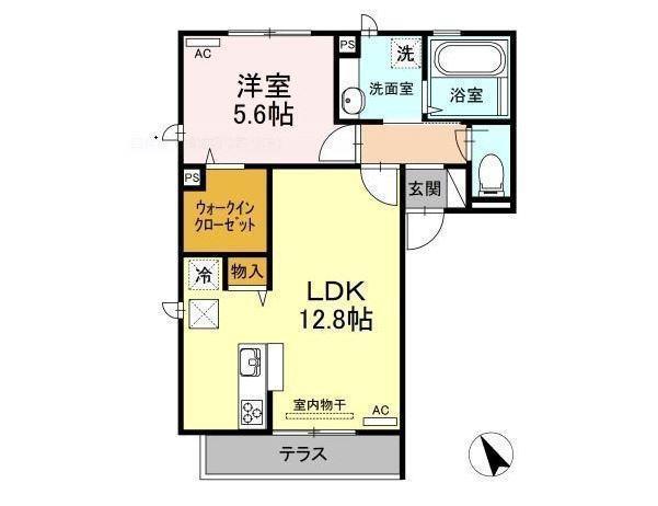 カサフロールA(1LDK/1階)の間取り写真