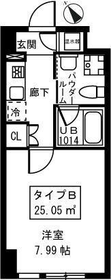 桃園パークマンション(1K/2階)の間取り写真