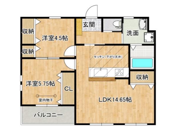 EAGLE HILL江波(2LDK/2階)の間取り写真