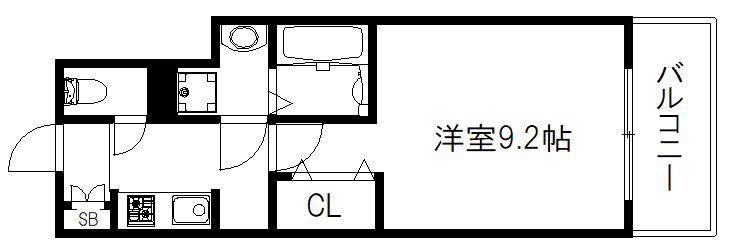 ベラジオ西大路五条(1K/6階)の間取り写真