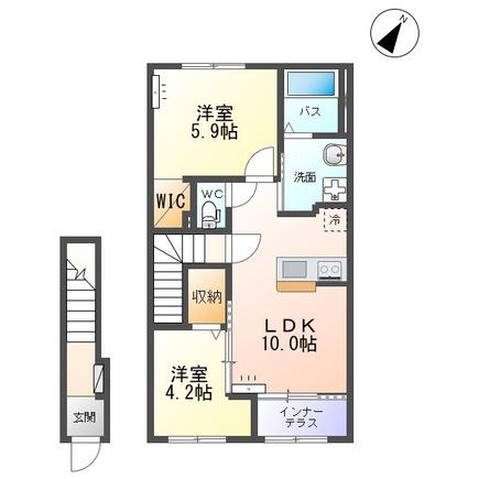 グランドビュー千本桜(2LDK/2階)の間取り写真