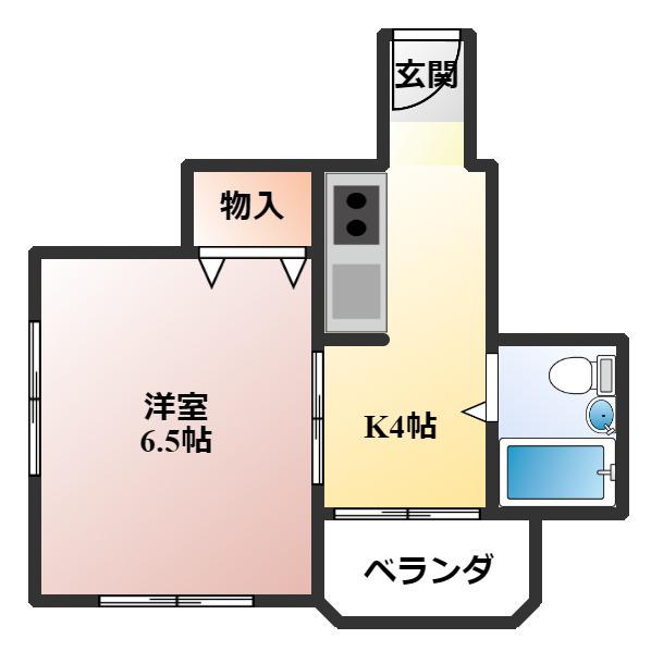 スタジオ108レザン中桜塚(1K/5階)の間取り写真