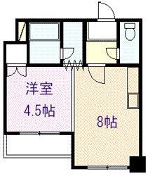 ドアージ3条A館(1DK/5階)の間取り写真