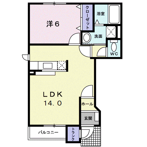 スカイピア文京1B棟(1LDK/1階)の間取り写真