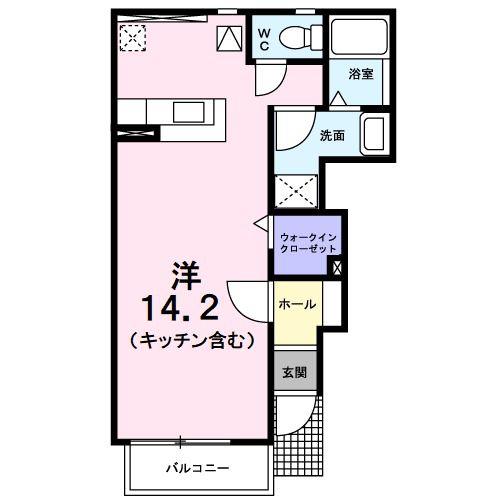 アーバンコート東甲府(ワンルーム/1階)の間取り写真